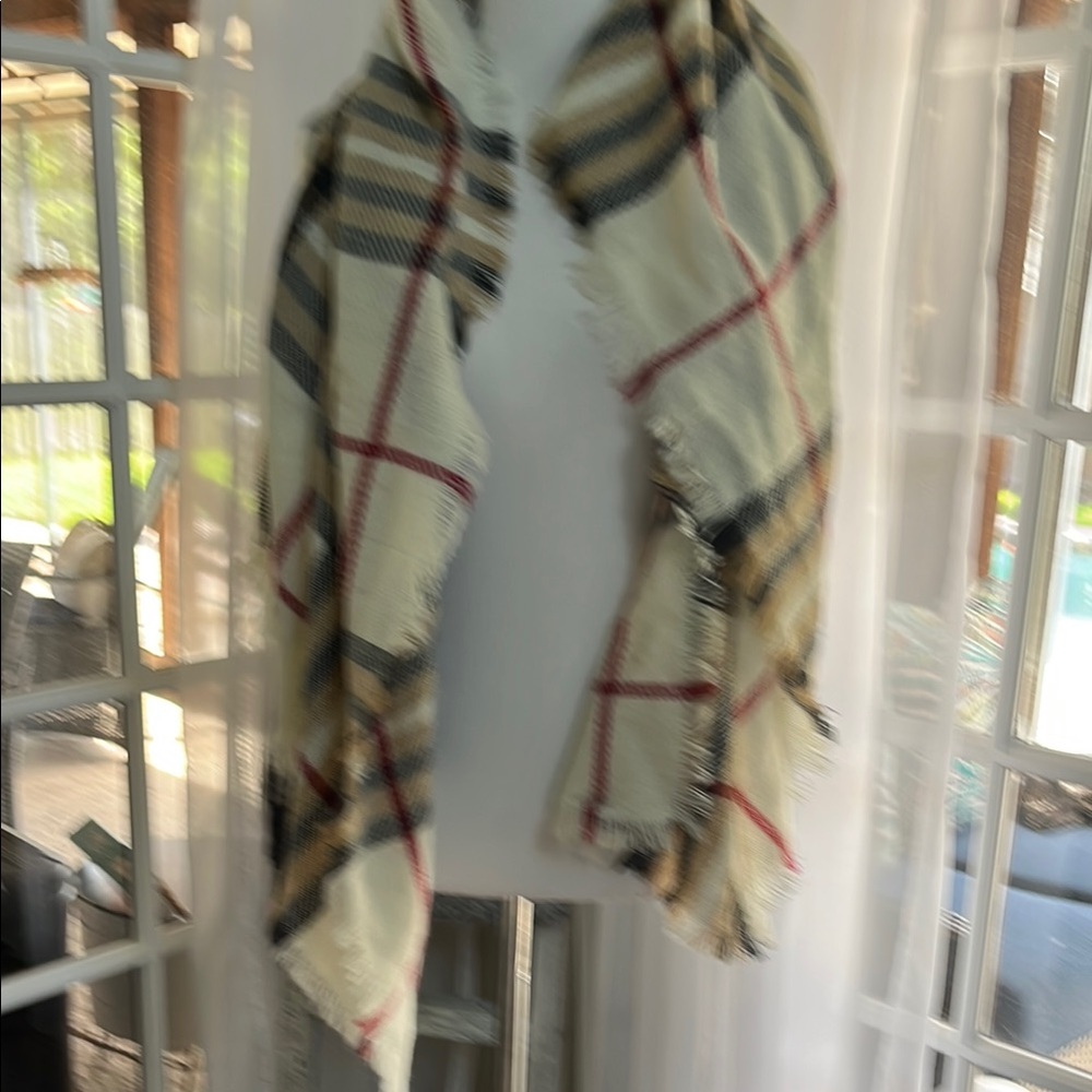 Fraas Red and Cream Checkered Scarf